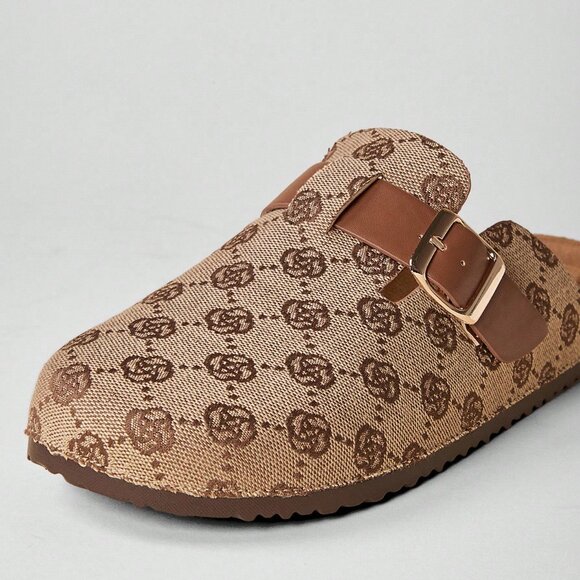 Multicolor Elegant Women's Adjustable Strap Monogram Buckle Clogs Mules - Picture 7 of 7